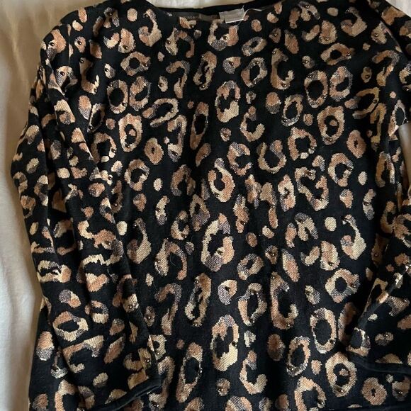 Chicos Leopard Print Sweater with bead embellishment - Picture 2 of 7